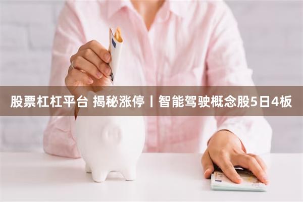 股票杠杠平台 揭秘涨停丨智能驾驶概念股5日4板